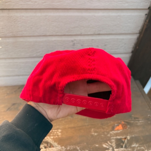 RARE Vintage SHELL gas station trucker hat corduroy rope red snapback - Picture 4 of 7